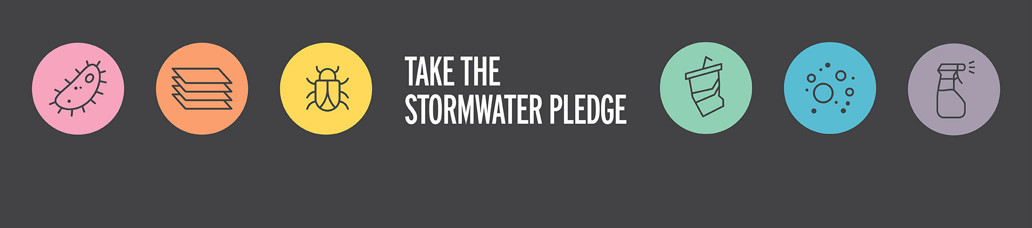 Take the Stormwater Pledge banner with contaminant type icons
