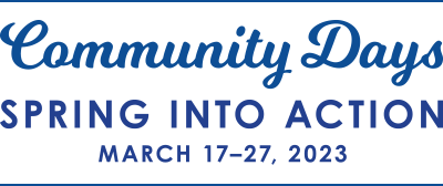 Text reads: Clean California Community Days - Spring Into Action - March 17-27, 2023. Links to Clean California Community Days web page.