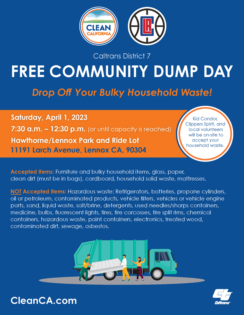 Flier for Caltrans Dump Day. See accompannying text for transcription.