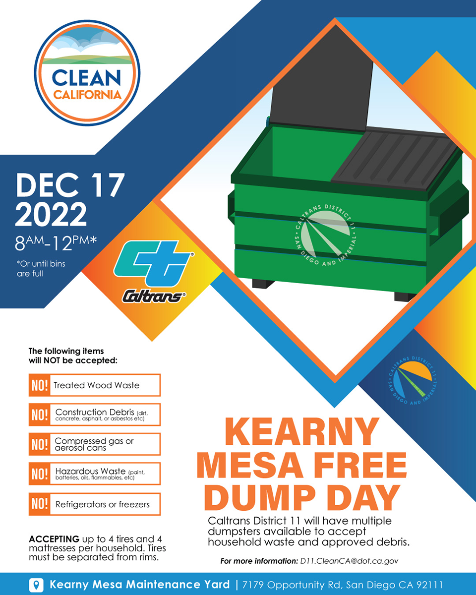 Dump Day Kearny Mesa Saturday December 17, 2022 Caltrans