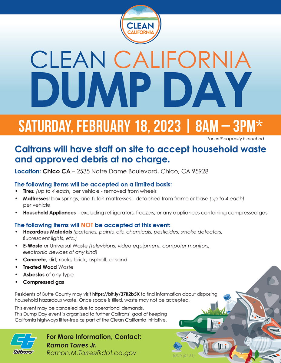 Dump Day Chico Saturday February 18, 2023 Caltrans
